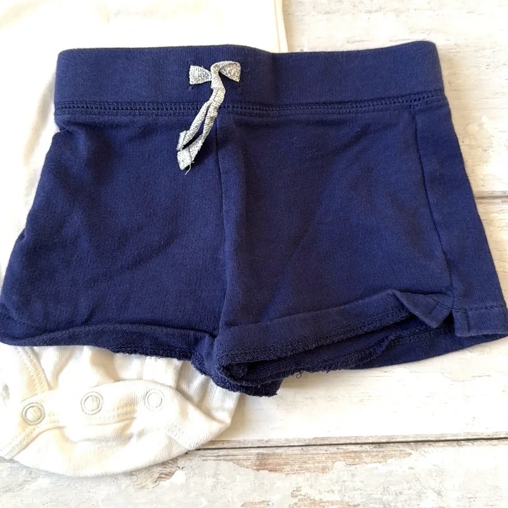 Carters 9m Baby Girl Summer Outfit Navy Blue Shorts White Bodysuit Loveable